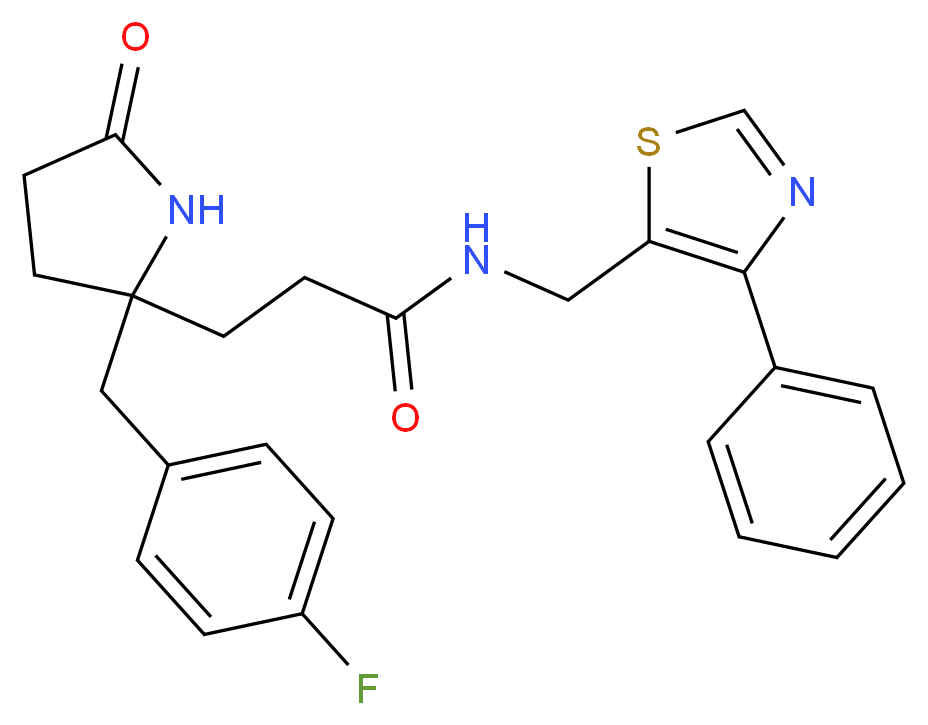3-[2-(4-fluorobenzyl)-5-oxo-2-pyrrolidinyl]-N-[(4-phenyl-1,3-thiazol-5-yl)methyl]propanamide_分子结构_CAS_)