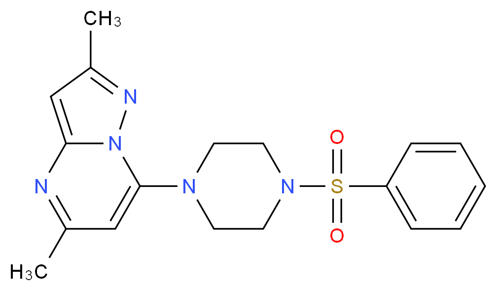 2,5-dimethyl-7-[4-(phenylsulfonyl)piperazin-1-yl]pyrazolo[1,5-a]pyrimidine_分子结构_CAS_)