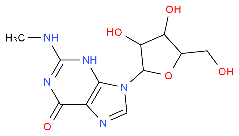 9-[3,4-dihydroxy-5-(hydroxymethyl)oxolan-2-yl]-2-(methylamino)-6,9-dihydro-3H-purin-6-one_分子结构_CAS_2140-77-4