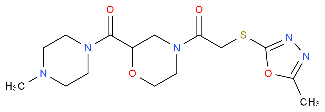 4-{[(5-methyl-1,3,4-oxadiazol-2-yl)thio]acetyl}-2-[(4-methyl-1-piperazinyl)carbonyl]morpholine_分子结构_CAS_)