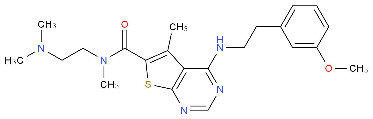 N-[2-(dimethylamino)ethyl]-4-{[2-(3-methoxyphenyl)ethyl]amino}-N,5-dimethylthieno[2,3-d]pyrimidine-6-carboxamide_分子结构_CAS_)