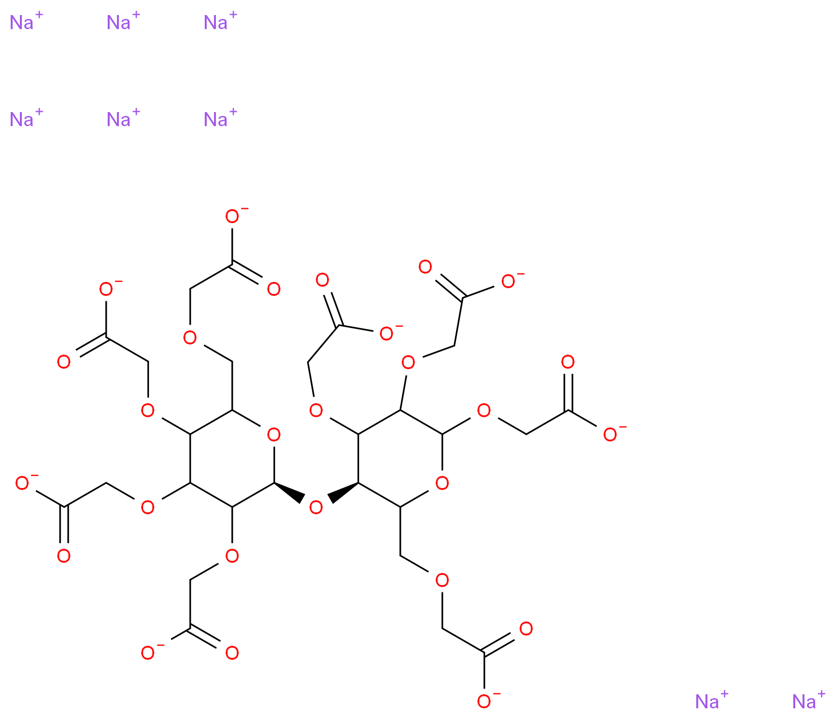 octasodium 2-{[(5R)-2,3-bis(carboxylatomethoxy)-6-[(carboxylatomethoxy)methyl]-5-{[(2S)-3,4,5-tris(carboxylatomethoxy)-6-[(carboxylatomethoxy)methyl]oxan-2-yl]oxy}oxan-4-yl]oxy}acetate_分子结构_CAS_9004-32-4