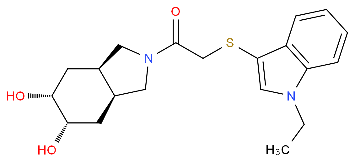 (3aR*,5R*,6S*,7aS*)-2-{[(1-ethyl-1H-indol-3-yl)thio]acetyl}octahydro-1H-isoindole-5,6-diol_分子结构_CAS_)