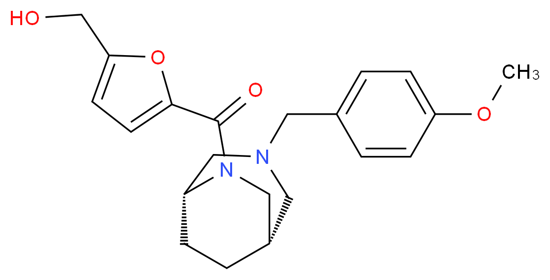 (5-{[(1S*,5R*)-3-(4-methoxybenzyl)-3,6-diazabicyclo[3.2.2]non-6-yl]carbonyl}-2-furyl)methanol_分子结构_CAS_)