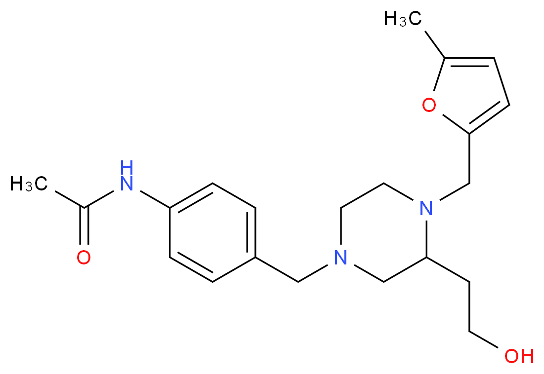 N-[4-({3-(2-hydroxyethyl)-4-[(5-methyl-2-furyl)methyl]-1-piperazinyl}methyl)phenyl]acetamide_分子结构_CAS_)