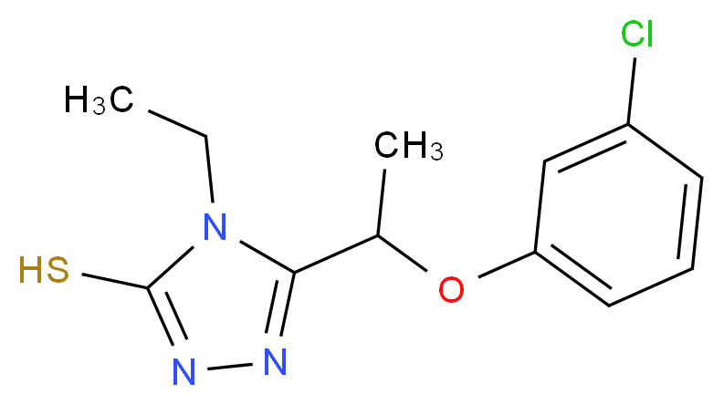 5-[1-(3-Chlorophenoxy)ethyl]-4-ethyl-4H-1,2,4-triazole-3-thiol_分子结构_CAS_)