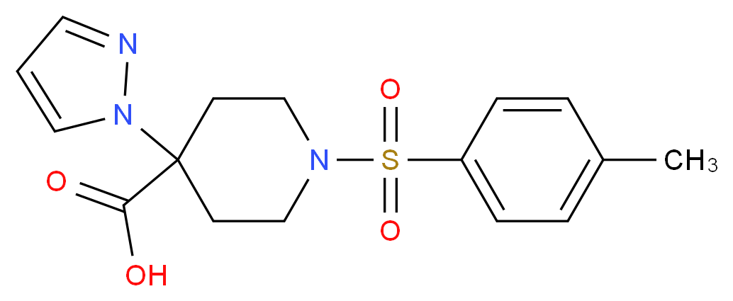 1-[(4-methylphenyl)sulfonyl]-4-(1H-pyrazol-1-yl)piperidine-4-carboxylic acid_分子结构_CAS_)
