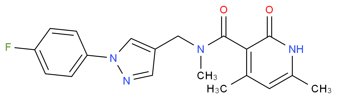 N-{[1-(4-fluorophenyl)-1H-pyrazol-4-yl]methyl}-N,4,6-trimethyl-2-oxo-1,2-dihydro-3-pyridinecarboxamide_分子结构_CAS_)
