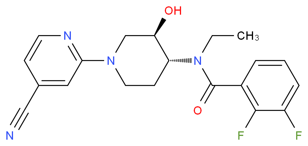N-[(3R*,4R*)-1-(4-cyano-2-pyridinyl)-3-hydroxy-4-piperidinyl]-N-ethyl-2,3-difluorobenzamide_分子结构_CAS_)