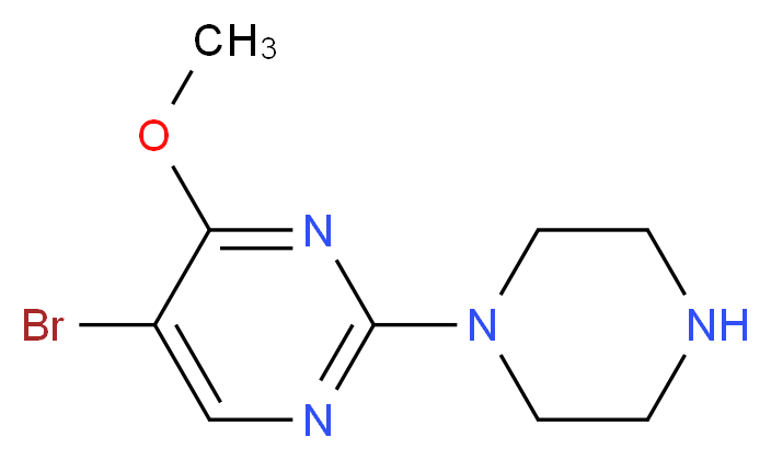 5-Bromo-2-(piperazin-1-yl)-4-methoxypyrimidine_分子结构_CAS_885267-38-9)