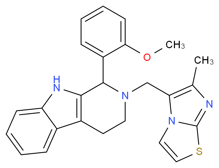 1-(2-methoxyphenyl)-2-[(6-methylimidazo[2,1-b][1,3]thiazol-5-yl)methyl]-2,3,4,9-tetrahydro-1H-beta-carboline_分子结构_CAS_)