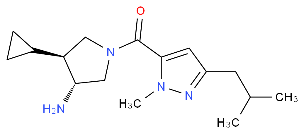 (3R*,4S*)-4-cyclopropyl-1-[(3-isobutyl-1-methyl-1H-pyrazol-5-yl)carbonyl]pyrrolidin-3-amine_分子结构_CAS_)