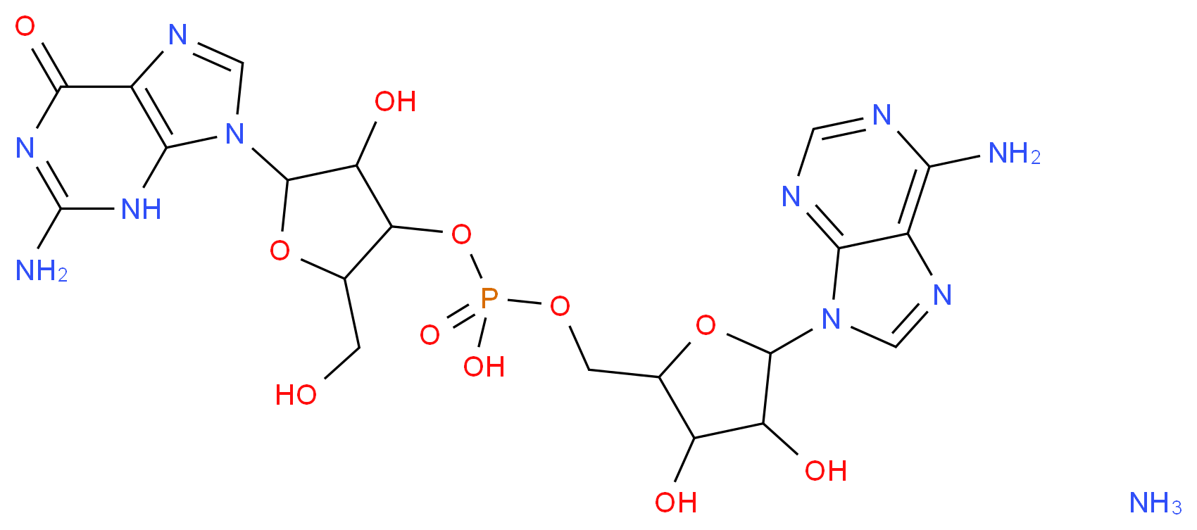 Guanylyl(3′→5′)adenosine ammonium salt_分子结构_CAS_103213-26-9)