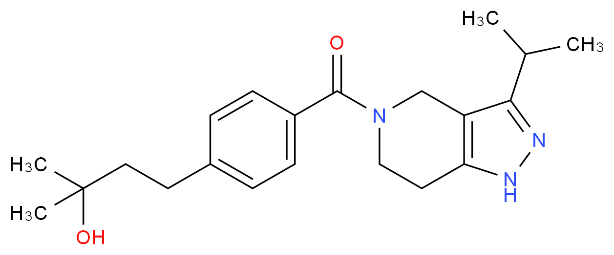 4-{4-[(3-isopropyl-1,4,6,7-tetrahydro-5H-pyrazolo[4,3-c]pyridin-5-yl)carbonyl]phenyl}-2-methyl-2-butanol_分子结构_CAS_)