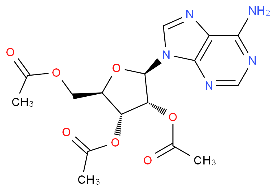 [(2R,3R,4R,5R)-3,4-bis(acetyloxy)-5-(6-amino-9H-purin-9-yl)oxolan-2-yl]methyl acetate_分子结构_CAS_7387-57-7