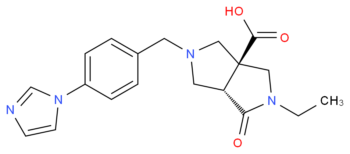 (3aS*,6aS*)-2-ethyl-5-[4-(1H-imidazol-1-yl)benzyl]-1-oxohexahydropyrrolo[3,4-c]pyrrole-3a(1H)-carboxylic acid_分子结构_CAS_)