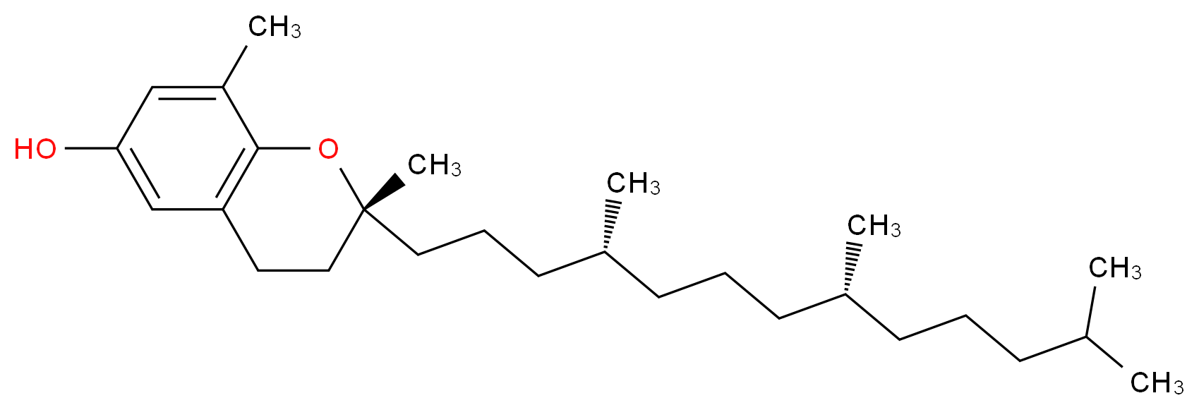 (2R)-2,8-dimethyl-2-[(4R,8R)-4,8,12-trimethyltridecyl]-3,4-dihydro-2H-1-benzopyran-6-ol_分子结构_CAS_119-13-1