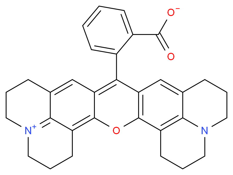 16-(2-carboxylatophenyl)-3-oxa-9λ<sup>5</sup>,23-diazaheptacyclo[17.7.1.1<sup>5</sup>,<sup>9</sup>.0<sup>2</sup>,<sup>1</sup><sup>7</sup>.0<sup>4</sup>,<sup>1</sup><sup>5</sup>.0<sup>2</sup><sup>3</sup>,<sup>2</sup><sup>7</sup>.0<sup>1</sup><sup>3</sup>,<sup>2</sup><sup>8</sup>]octacosa-1(27),2(17),4,9(28),13,15,18-heptaen-9-ylium_分子结构_CAS_116450-56-7