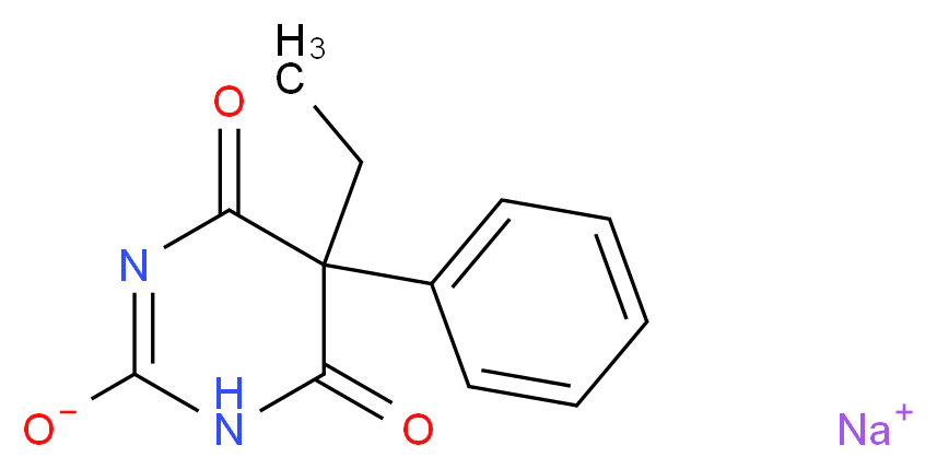 sodium 5-ethyl-4,6-dioxo-5-phenyl-1,4,5,6-tetrahydropyrimidin-2-olate_分子结构_CAS_57-30-7