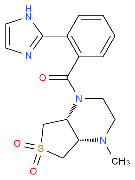(4aS*,7aR*)-1-[2-(1H-imidazol-2-yl)benzoyl]-4-methyloctahydrothieno[3,4-b]pyrazine 6,6-dioxide_分子结构_CAS_)