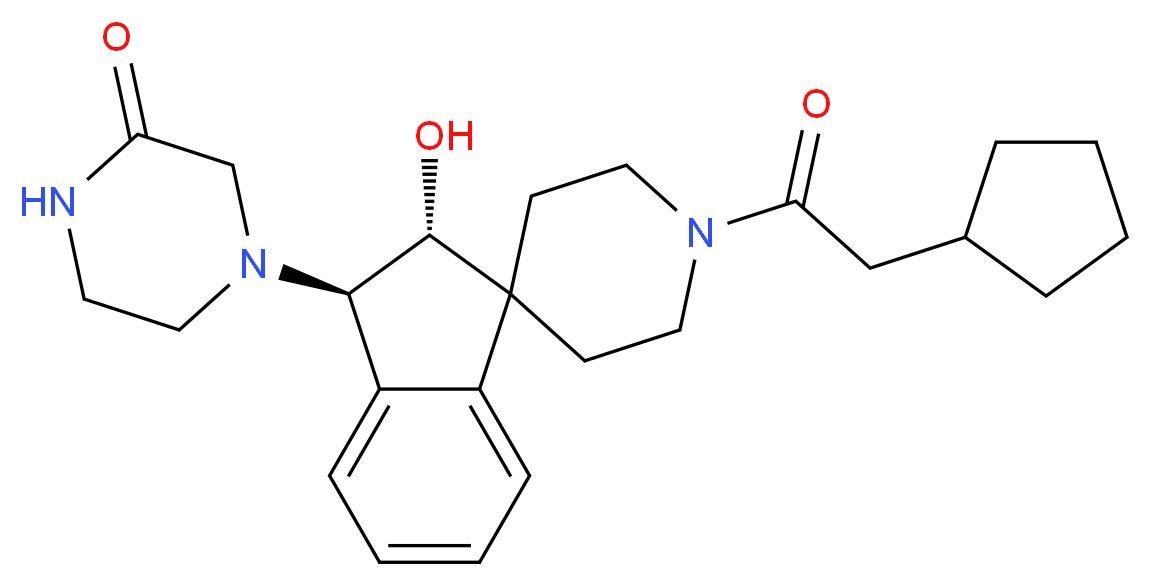 4-[(2R*,3R*)-1'-(cyclopentylacetyl)-2-hydroxy-2,3-dihydrospiro[indene-1,4'-piperidin]-3-yl]-2-piperazinone_分子结构_CAS_)