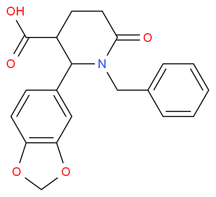 2-(2H-1,3-benzodioxol-5-yl)-1-benzyl-6-oxopiperidine-3-carboxylic acid_分子结构_CAS_96939-58-1