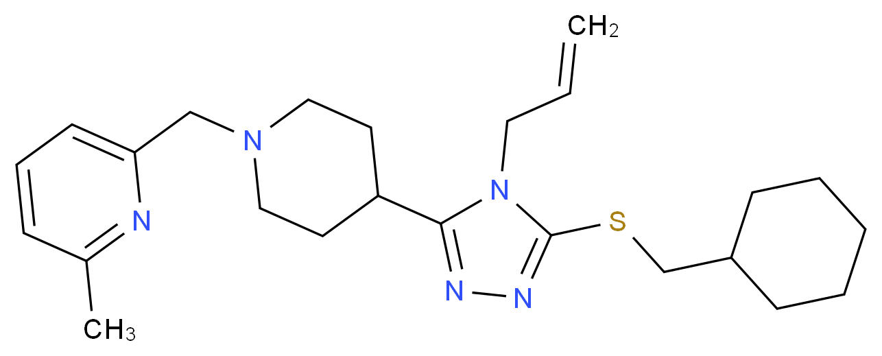 2-[(4-{4-allyl-5-[(cyclohexylmethyl)thio]-4H-1,2,4-triazol-3-yl}-1-piperidinyl)methyl]-6-methylpyridine_分子结构_CAS_)