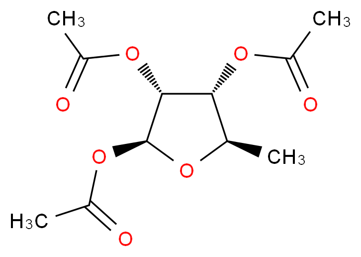 (2R,3R,4R,5S)-4,5-bis(acetyloxy)-2-methyloxolan-3-yl acetate_分子结构_CAS_62211-93-2