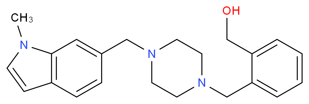 [2-({4-[(1-methyl-1H-indol-6-yl)methyl]piperazin-1-yl}methyl)phenyl]methanol_分子结构_CAS_)