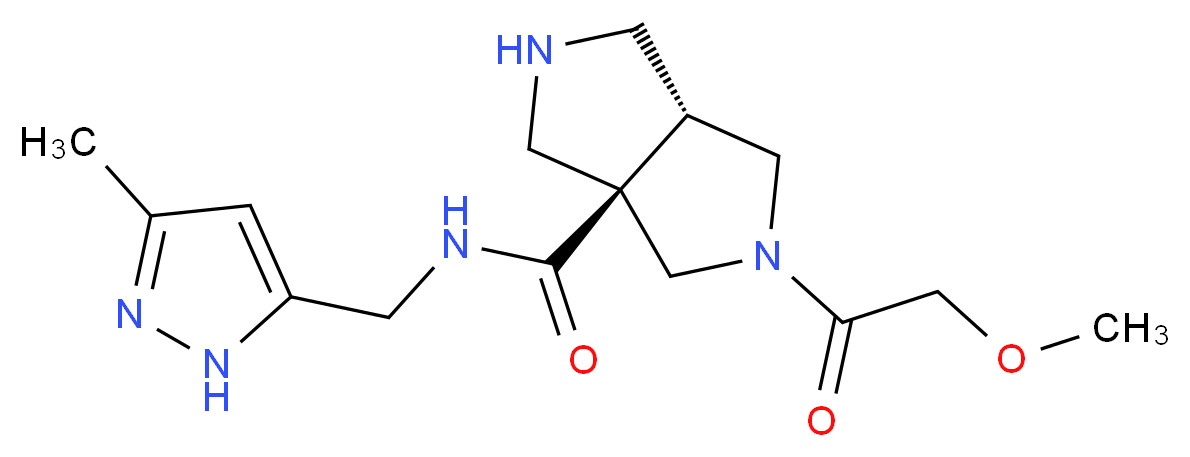 (3aR*,6aR*)-2-(methoxyacetyl)-N-[(3-methyl-1H-pyrazol-5-yl)methyl]hexahydropyrrolo[3,4-c]pyrrole-3a(1H)-carboxamide_分子结构_CAS_)