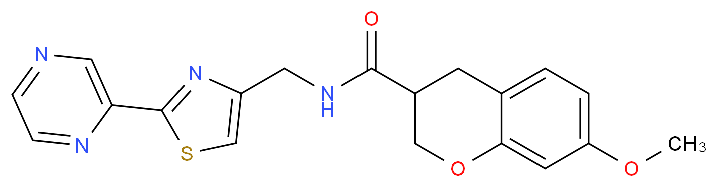 7-methoxy-N-[(2-pyrazin-2-yl-1,3-thiazol-4-yl)methyl]chromane-3-carboxamide_分子结构_CAS_)