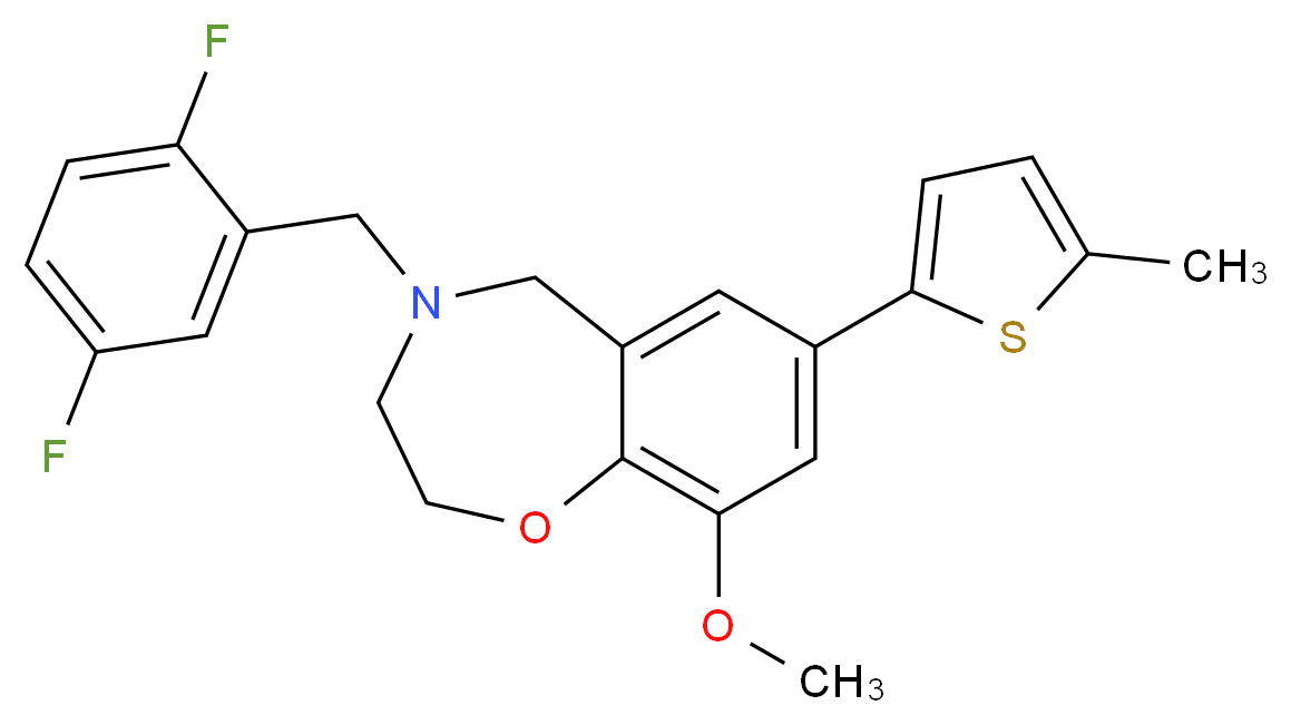 4-(2,5-difluorobenzyl)-9-methoxy-7-(5-methyl-2-thienyl)-2,3,4,5-tetrahydro-1,4-benzoxazepine_分子结构_CAS_)