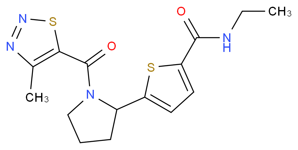 N-ethyl-5-{1-[(4-methyl-1,2,3-thiadiazol-5-yl)carbonyl]-2-pyrrolidinyl}-2-thiophenecarboxamide_分子结构_CAS_)