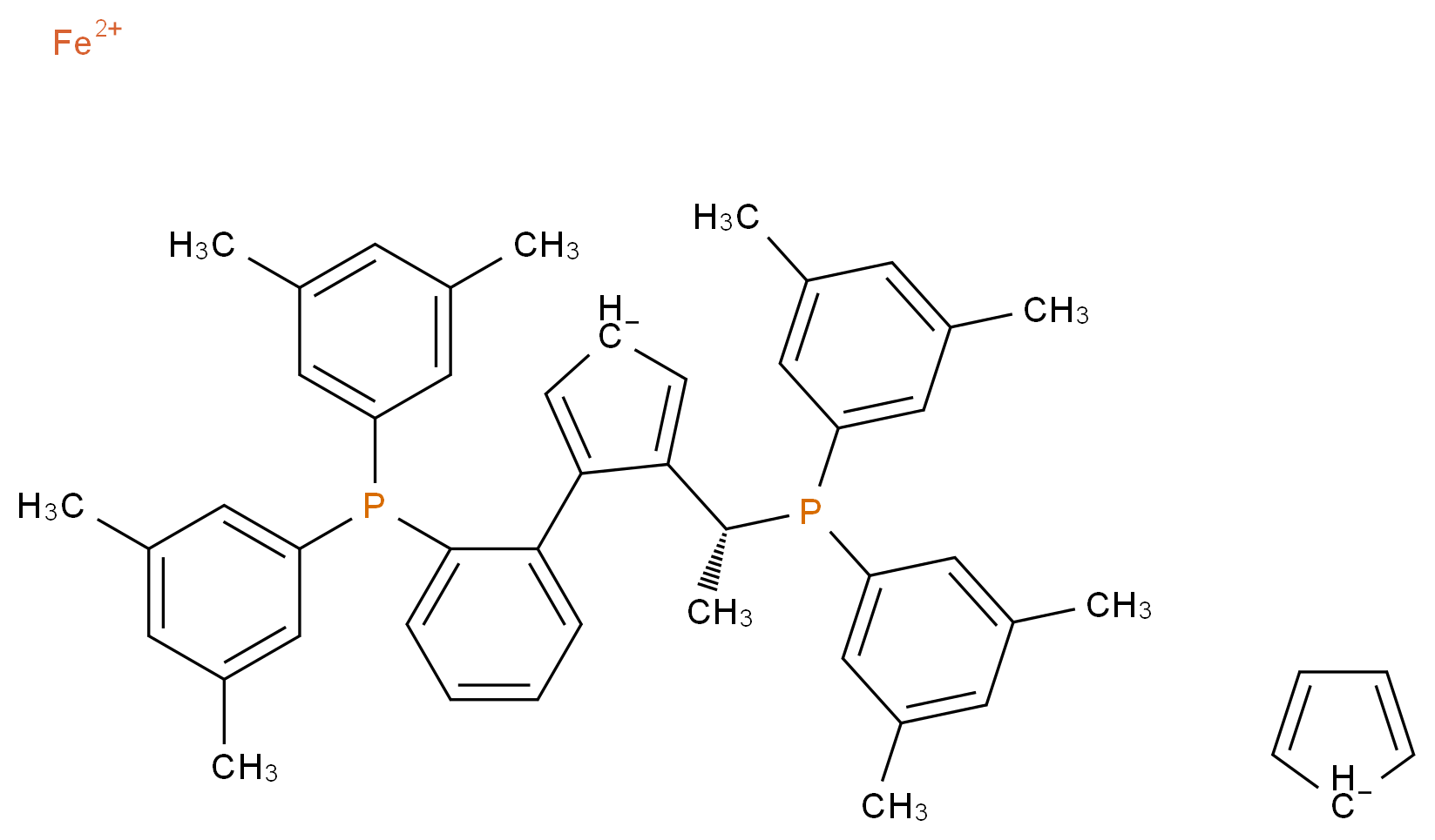 (S)-1-{(SP)-2-[2-[二(3,5-二甲苯基)膦基]苯基]二茂铁基}乙基二(3,5-二甲苯基)膦_分子结构_CAS_849925-24-2)