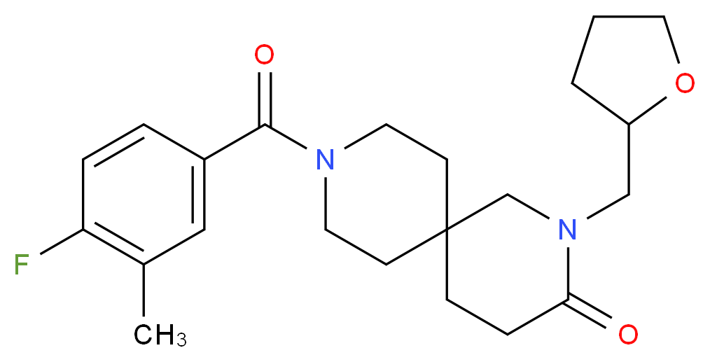 9-(4-fluoro-3-methylbenzoyl)-2-(tetrahydrofuran-2-ylmethyl)-2,9-diazaspiro[5.5]undecan-3-one_分子结构_CAS_)