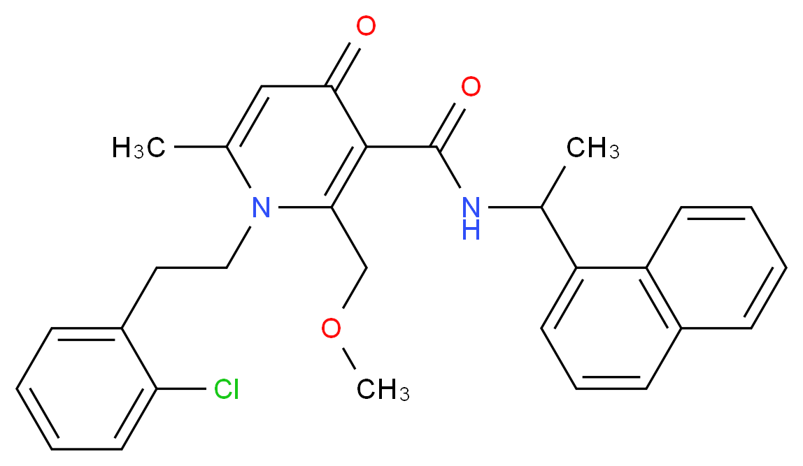 1-[2-(2-chlorophenyl)ethyl]-2-(methoxymethyl)-6-methyl-N-[1-(1-naphthyl)ethyl]-4-oxo-1,4-dihydro-3-pyridinecarboxamide_分子结构_CAS_)