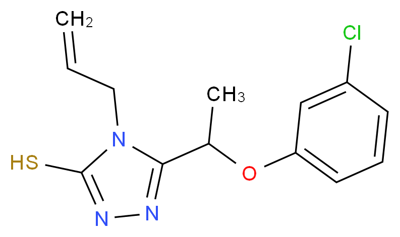5-[1-(3-chlorophenoxy)ethyl]-4-(prop-2-en-1-yl)-4H-1,2,4-triazole-3-thiol_分子结构_CAS_667414-14-4