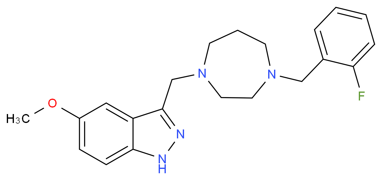 3-{[4-(2-fluorobenzyl)-1,4-diazepan-1-yl]methyl}-5-methoxy-1H-indazole_分子结构_CAS_)