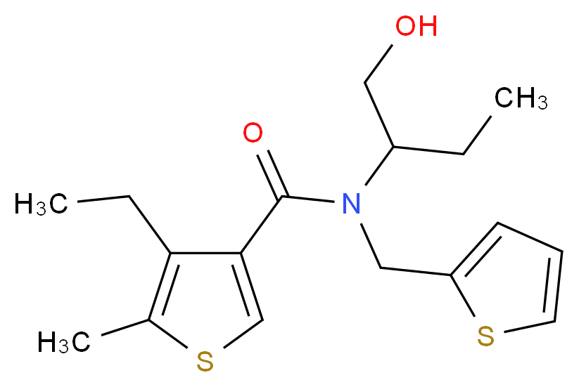 4-ethyl-N-[1-(hydroxymethyl)propyl]-5-methyl-N-(2-thienylmethyl)thiophene-3-carboxamide_分子结构_CAS_)