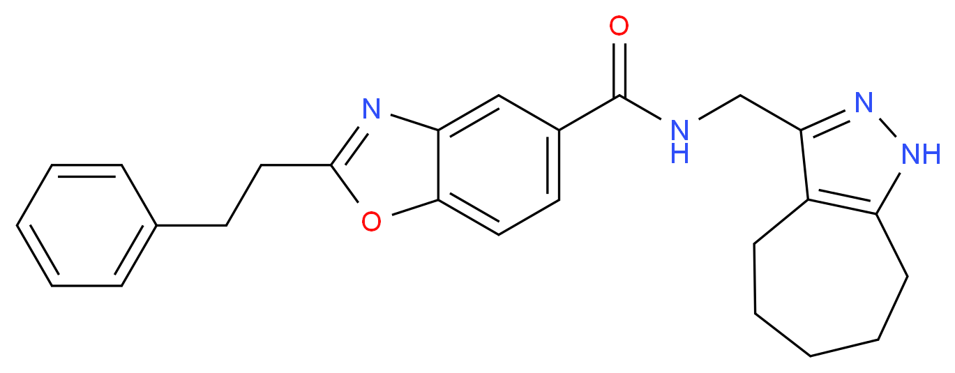 N-(1,4,5,6,7,8-hexahydrocyclohepta[c]pyrazol-3-ylmethyl)-2-(2-phenylethyl)-1,3-benzoxazole-5-carboxamide_分子结构_CAS_)