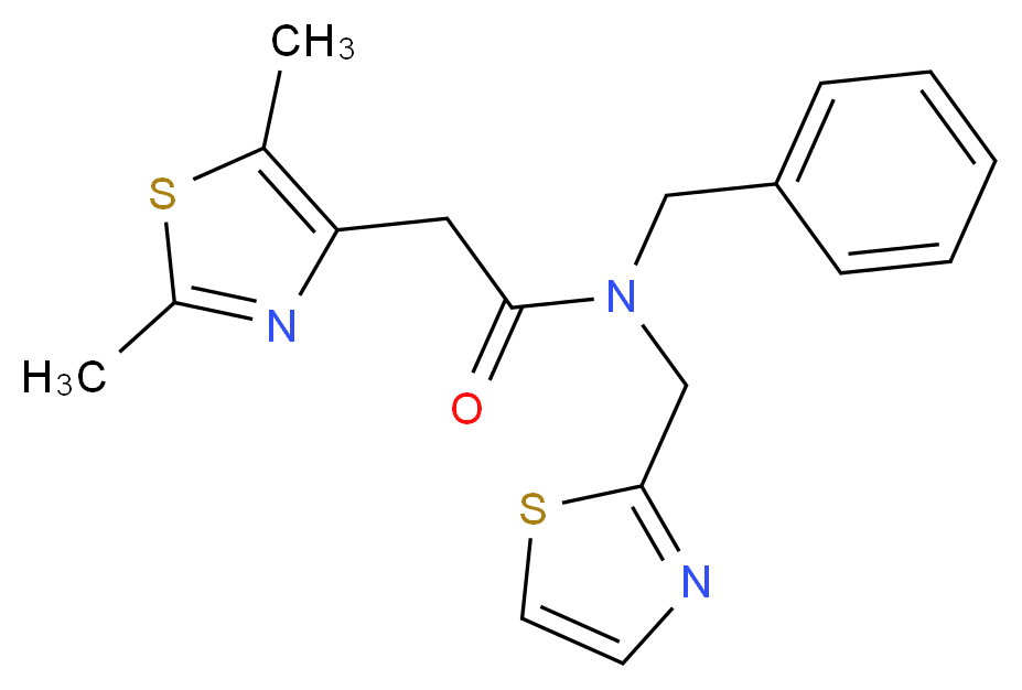 N-benzyl-2-(2,5-dimethyl-1,3-thiazol-4-yl)-N-(1,3-thiazol-2-ylmethyl)acetamide_分子结构_CAS_)