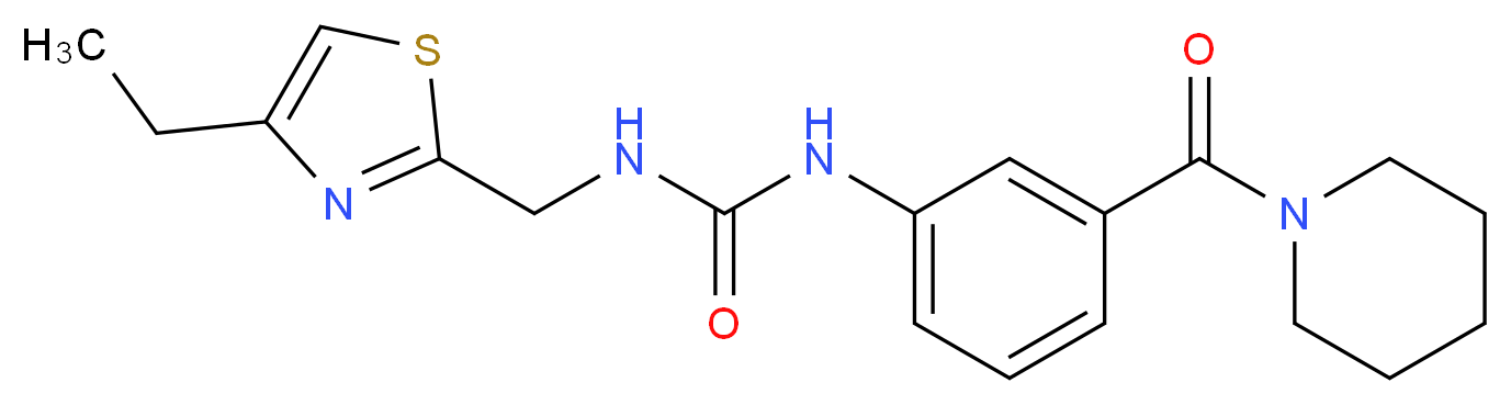 N-[(4-ethyl-1,3-thiazol-2-yl)methyl]-N'-[3-(piperidin-1-ylcarbonyl)phenyl]urea_分子结构_CAS_)