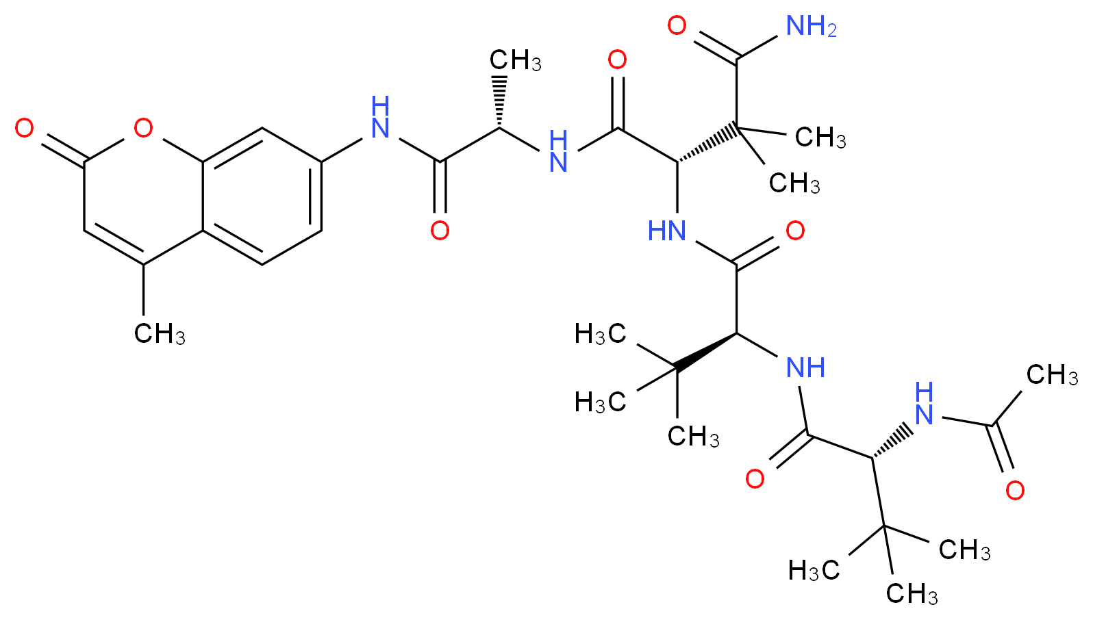 N-Acetyl-Gly(t-butyl)-Gly(t-butyl)-Asn(Methyl)2-Ala-7-amido-4-methylcoumarin_分子结构_CAS_204909-38-6)