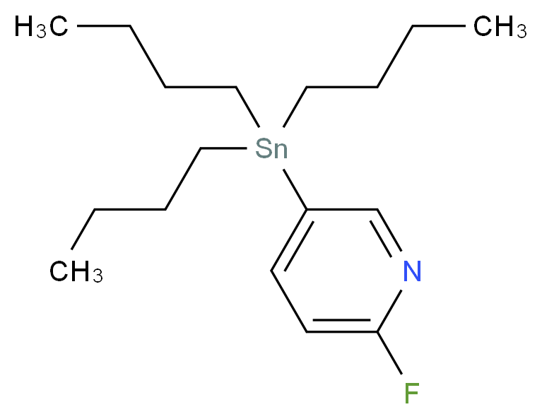 2-Fluoro-5-(tributylstannyl)pyridine_分子结构_CAS_1025687-41-5)