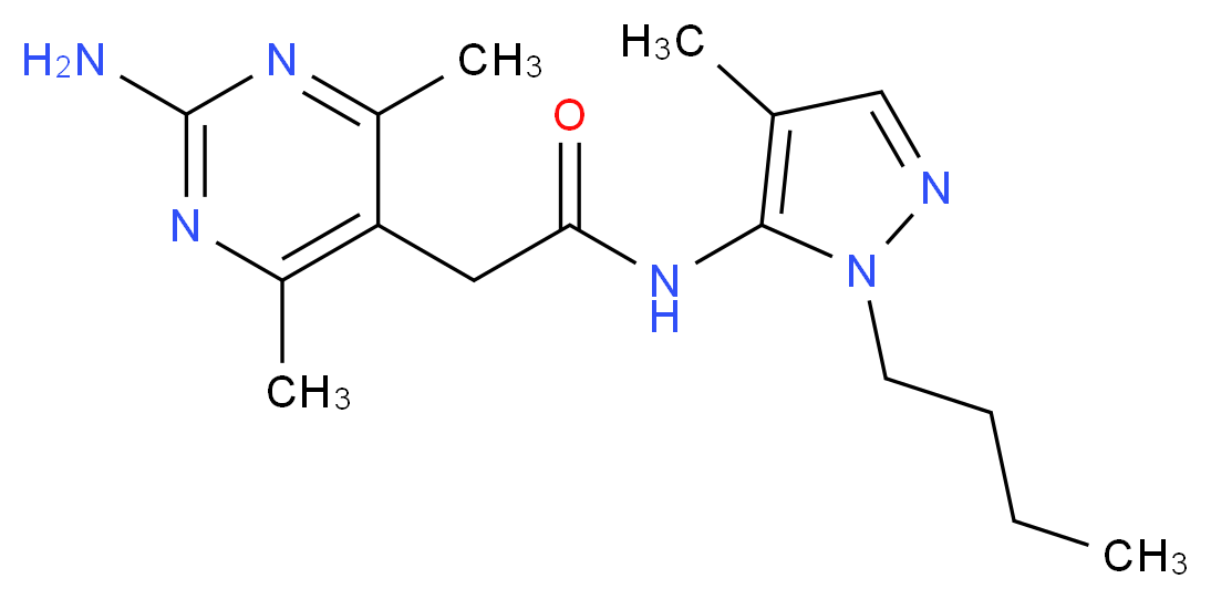 2-(2-amino-4,6-dimethylpyrimidin-5-yl)-N-(1-butyl-4-methyl-1H-pyrazol-5-yl)acetamide_分子结构_CAS_)