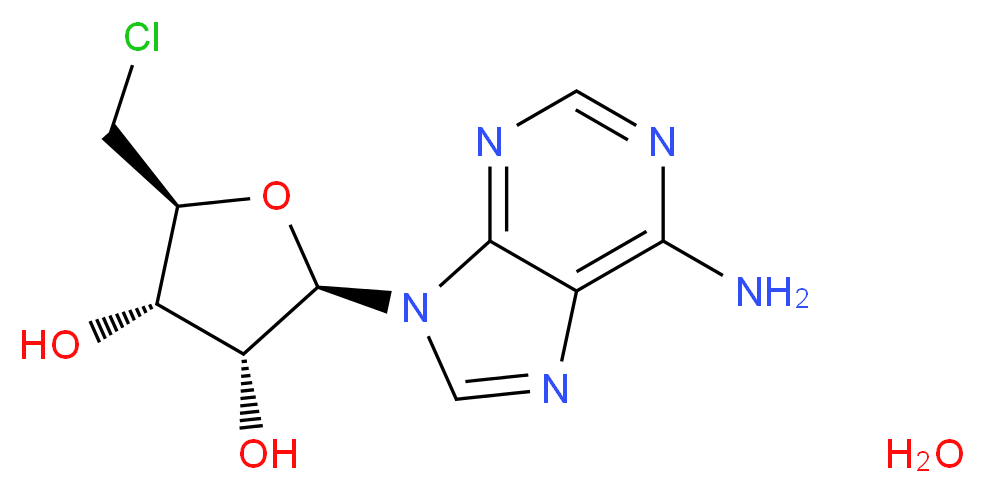 (2R,3R,4S,5S)-2-(6-amino-9H-purin-9-yl)-5-(chloromethyl)oxolane-3,4-diol hydrate_分子结构_CAS_698999-09-6