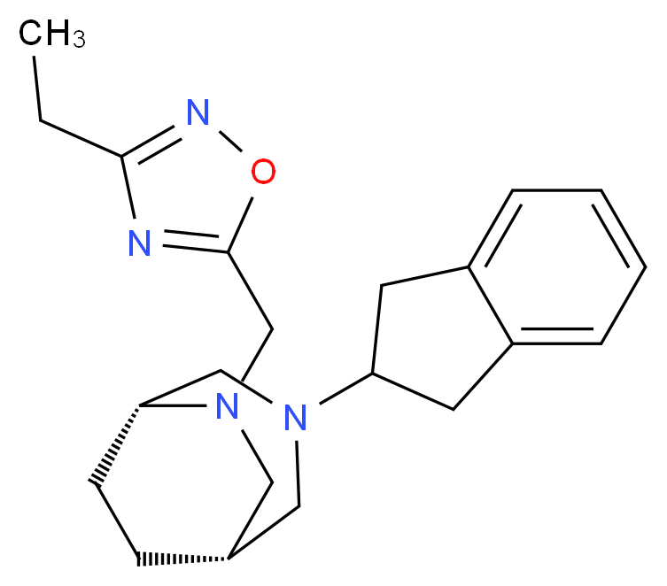 (1S*,5R*)-3-(2,3-dihydro-1H-inden-2-yl)-6-[(3-ethyl-1,2,4-oxadiazol-5-yl)methyl]-3,6-diazabicyclo[3.2.2]nonane_分子结构_CAS_)