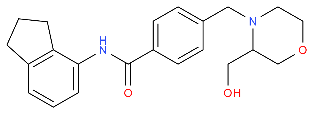 N-(2,3-dihydro-1H-inden-4-yl)-4-{[3-(hydroxymethyl)morpholin-4-yl]methyl}benzamide_分子结构_CAS_)