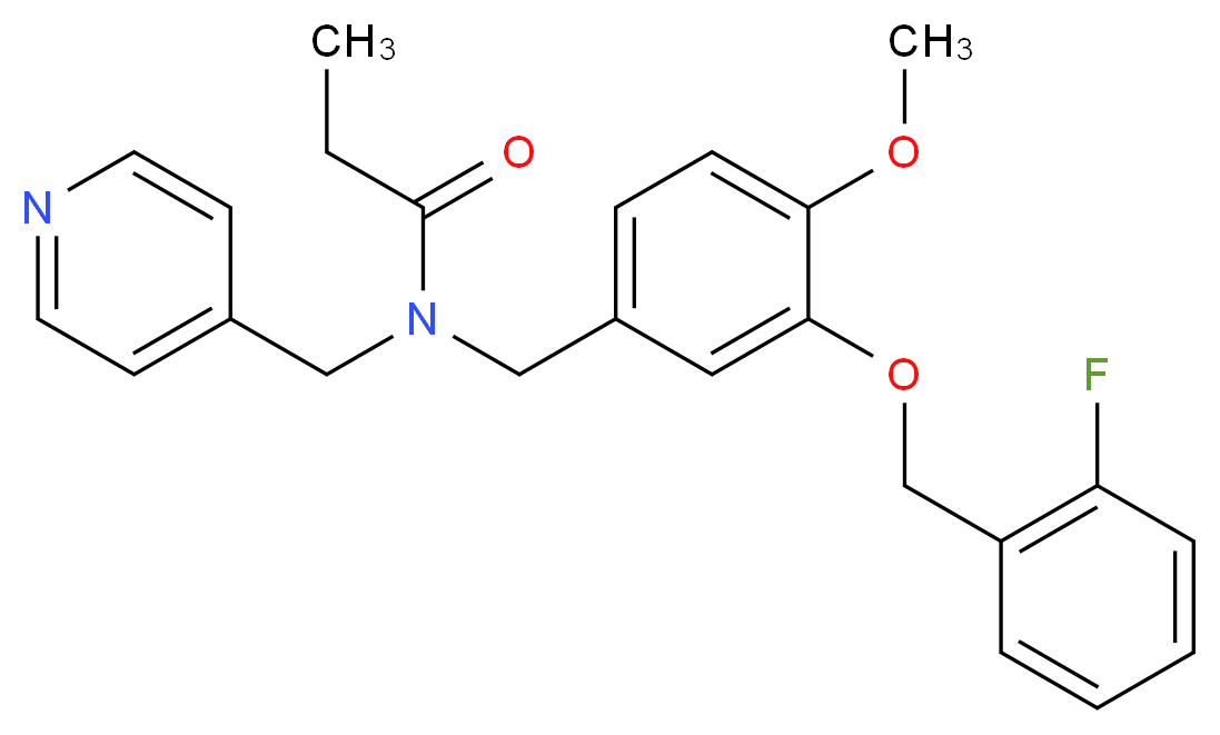 N-{3-[(2-fluorobenzyl)oxy]-4-methoxybenzyl}-N-(4-pyridinylmethyl)propanamide_分子结构_CAS_)