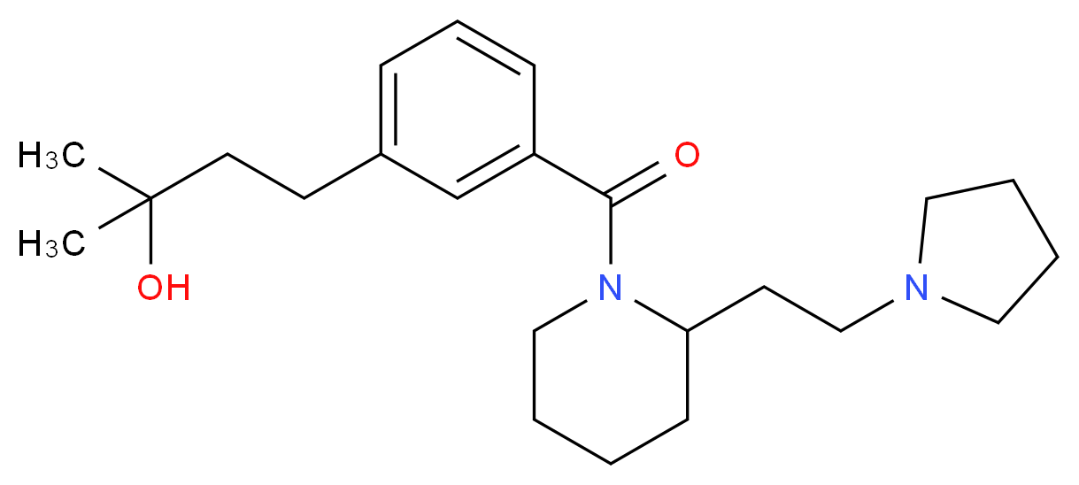 2-methyl-4-[3-({2-[2-(1-pyrrolidinyl)ethyl]-1-piperidinyl}carbonyl)phenyl]-2-butanol_分子结构_CAS_)